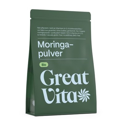 GreatVita Bio Moringa-Pulver 400g, 100% rein | Moringa Oleifera Blatt Pulver