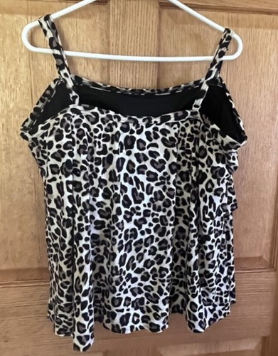 AMERICAN BEACH TAKINI TOP 1X DOUBLE TIER SWIM TOP LEOPARD PRINT NWOT - Bild 3 von 4