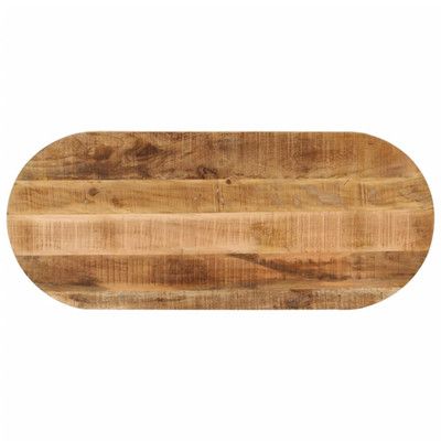 Tischplatte oval massiv rau Mangoholz 110x50 cm naturfarben Unikatschliff