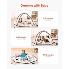 Baby Play Gym Mat Tummy Time Activity Mat with 6 Sensory Toys 41.7" x 41.7