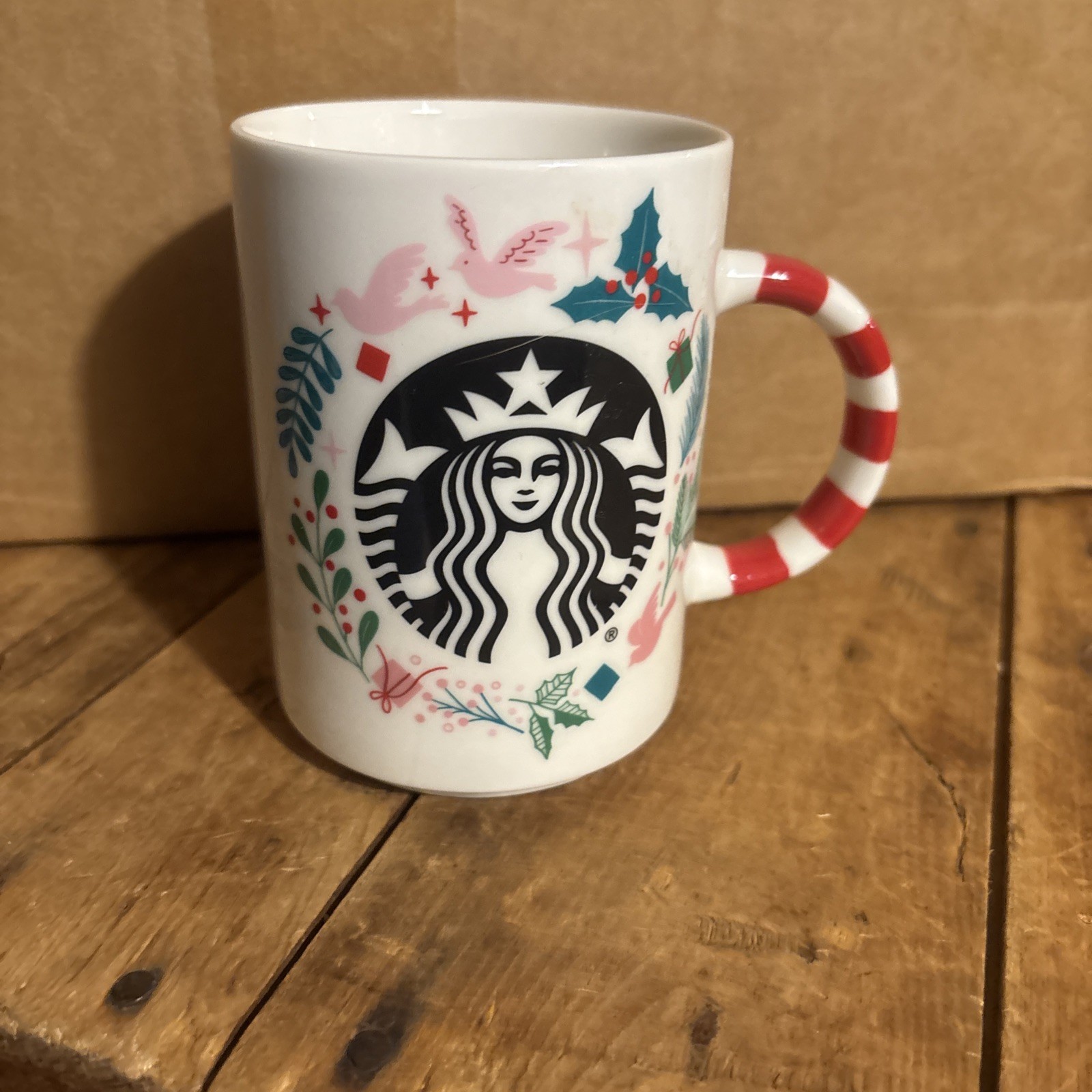 Taza de café navideña Starbucks 12 oz caña de caramelo guirnalda de perdiz