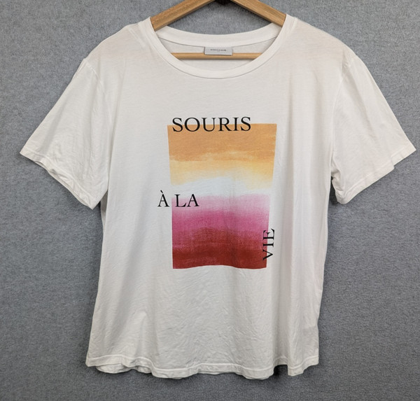 Sussan Top Womens M / 12 White TShirt Souris A La Vie Tee Short Sleeved Cotton