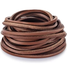 TeeLiy 3MM Flat Genuine Leather Cord - Natural Leather Lacing - Strip Cord