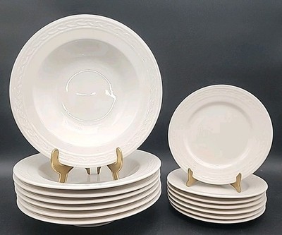 14-Gala by Block Soup / Cereal Bowls (7) & Bread Plates (7) Egg Shell 