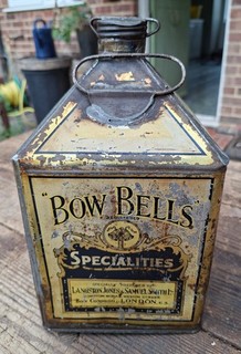 Antique Motor Car etc OIL Can BOW BELLS Specialities Square Pyramid 1 GALLON