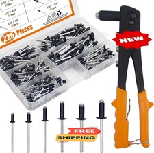 Kit surtido de remaches ciegos de aluminio negro de 225 piezas con herramienta d