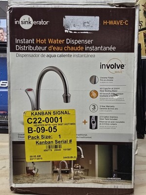 InSinkErator Wave Instant Hot Water Dispenser System H-WAVE-C Faucet & Tank 