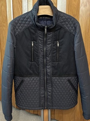 ETRO Steppjacke Übergangsjacke Blau Herren 2XL Seide NP 1350 