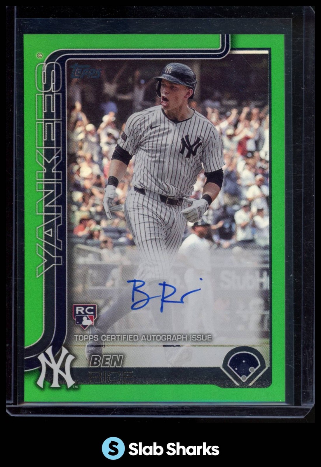2025 TOPPS #337 BEN RICE REAL ONE AUTO GREEN FOIL RC ROOKIE /99