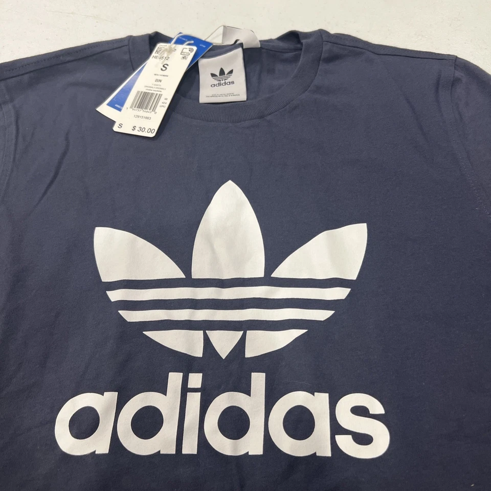 Camiseta Adidas Bin Para Hombre Azul Marino Blanco Talla S Nueva Foto 2 de 4