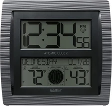 La Crosse Technology BBB86118-INT Curved Atomic Digital Clock with Moon Black 