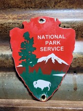 VINTAGE NATIONAL PARK SERVICE PORCELAIN SIGN OLD FOREST RANGER STATION ARROWHEAD