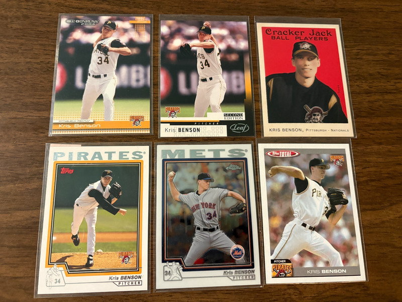 Kris Benson 6 card lot 2004 Donruss Leaf Topps Chrome Total Cracker Jack Pirates