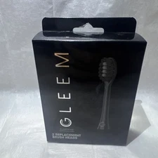 Gleem Replacement Brush Heads 2 ct Black NEW Fits all Gleem Toothbrushes, Sealed