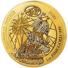 Gold Coin Mayflower (4th) Nautical Ounce 2020 - Rwanda - 1 oz BU 3416.27 per troy oz