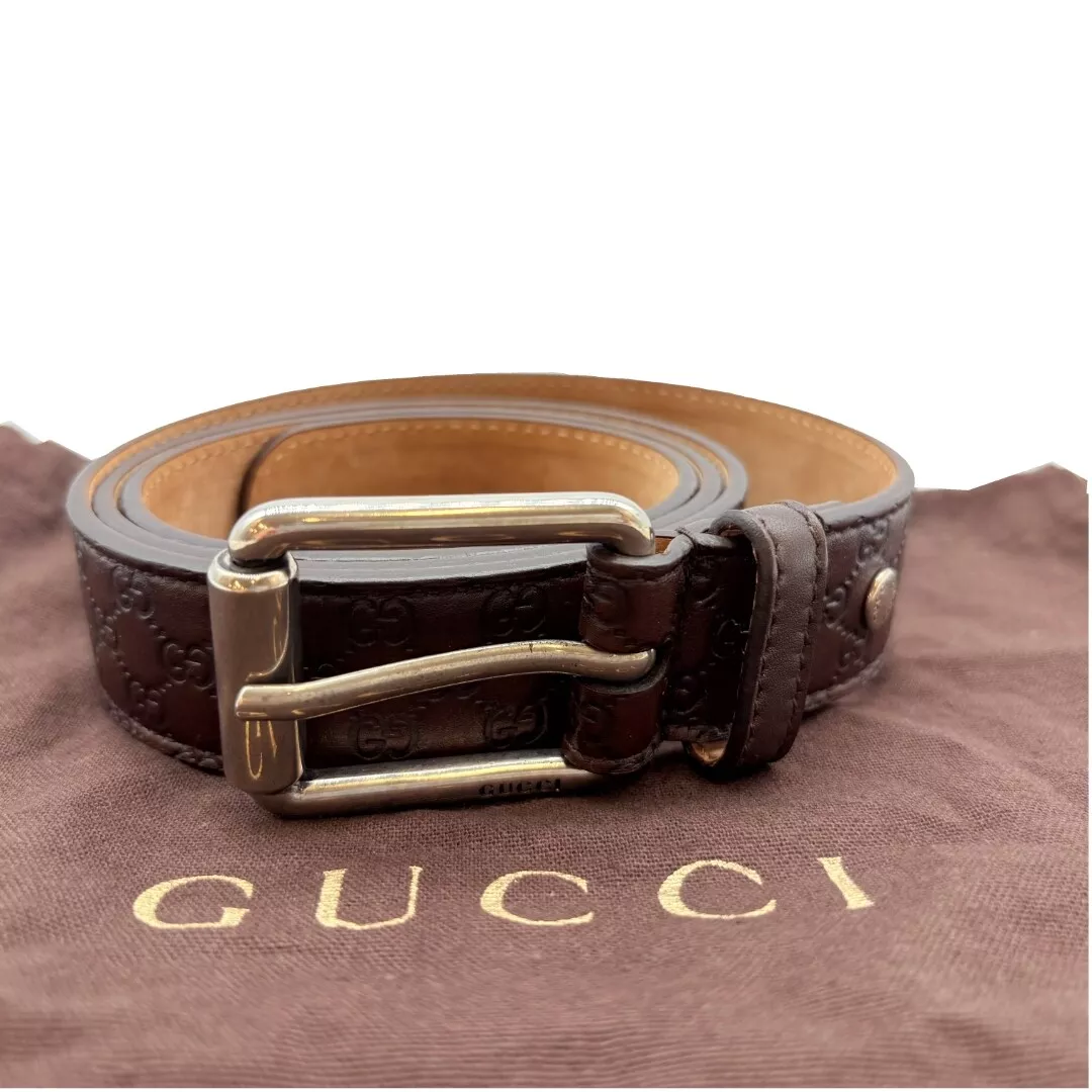 Authentique ceinture GUCCI Sima cuir marron foncé #36636177