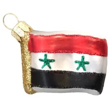 SYRIA FLAG EUROPEAN GLASS CHRISTMAS TREE ORNAMENT SYRIAN