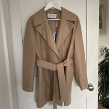 Harris Wharf London Camel Short Trench Coat Size 42it /uk 12 Bnwt