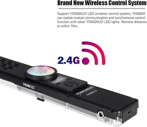 YONGNUO YN360 III Pro LED RGB Video Light Handheld Stick Bar Bicolor 3200-5500K - Picture 7 of 12