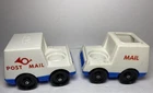Vintage Fisher Price Little People Mail Truck Car Lot Of 2 White Blue