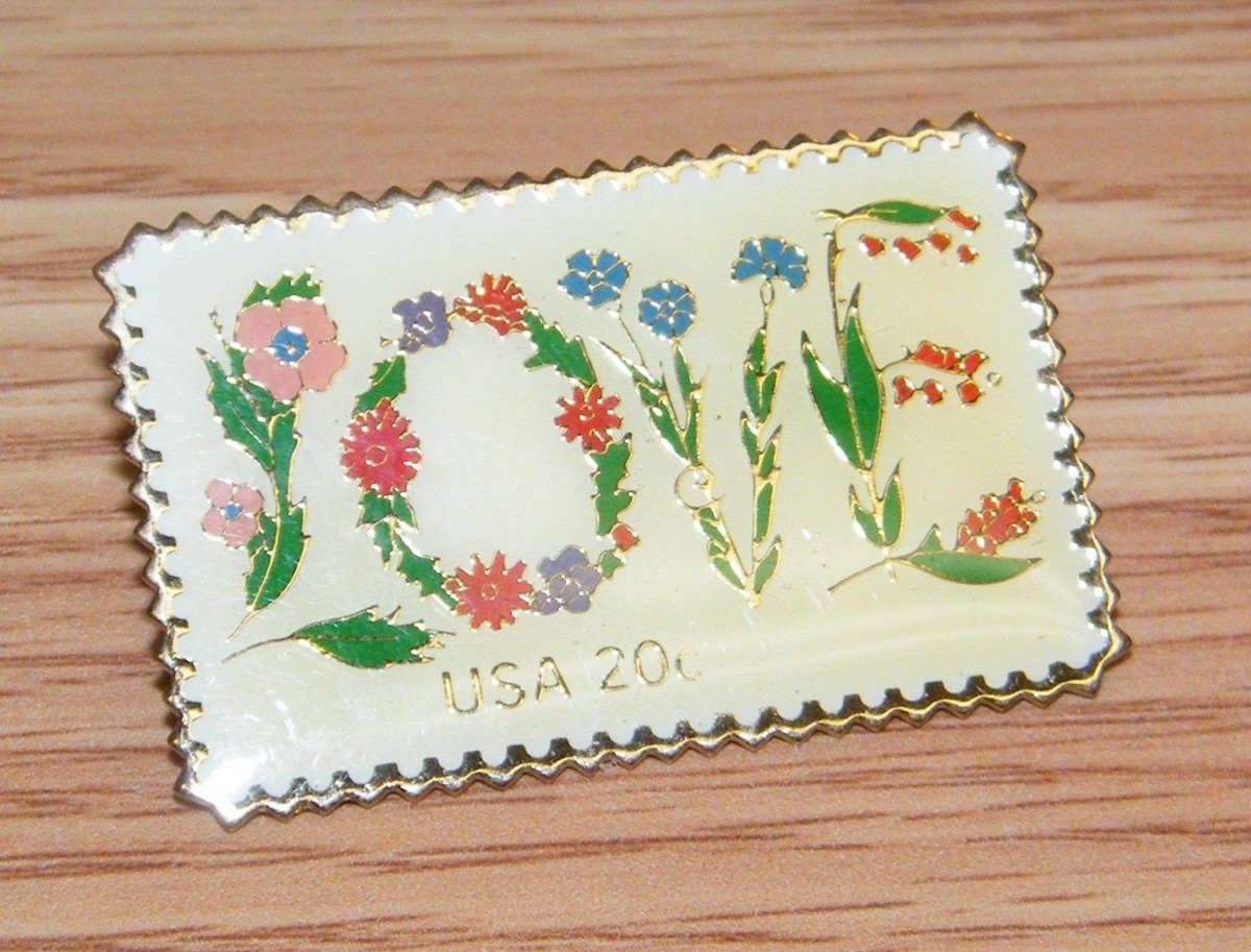 Winco Love 22 Cent Floral Theme United States of America Stamp Pin