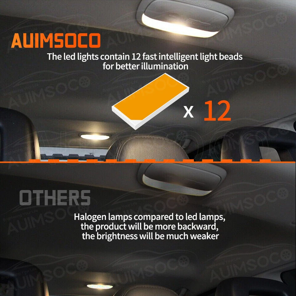 AUIMSOCO T10 168 LED 车牌灯汽车内部灯泡黄色 194 152 W5W — 第 4/4 张图片