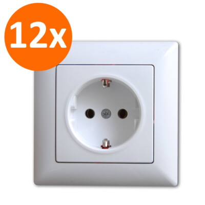 12x  Steckdose Unterputz Weiss komplett mit Rahmen Gunsan Visage
