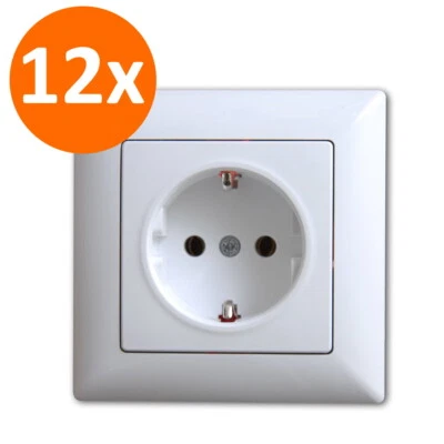 12x Steckdose Unterputz Weiss komplett mit Rahmen Gunsan Visage