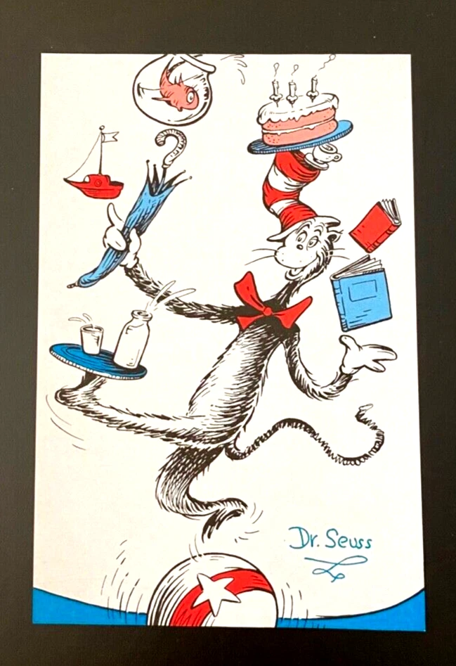 DR. SEUSS + IMPRESIÓN FIRMADA "GATO EN EL SOMBRERO" ENMARCADA + ¡CÓMPRALO AHORA! Foto 2 de 3