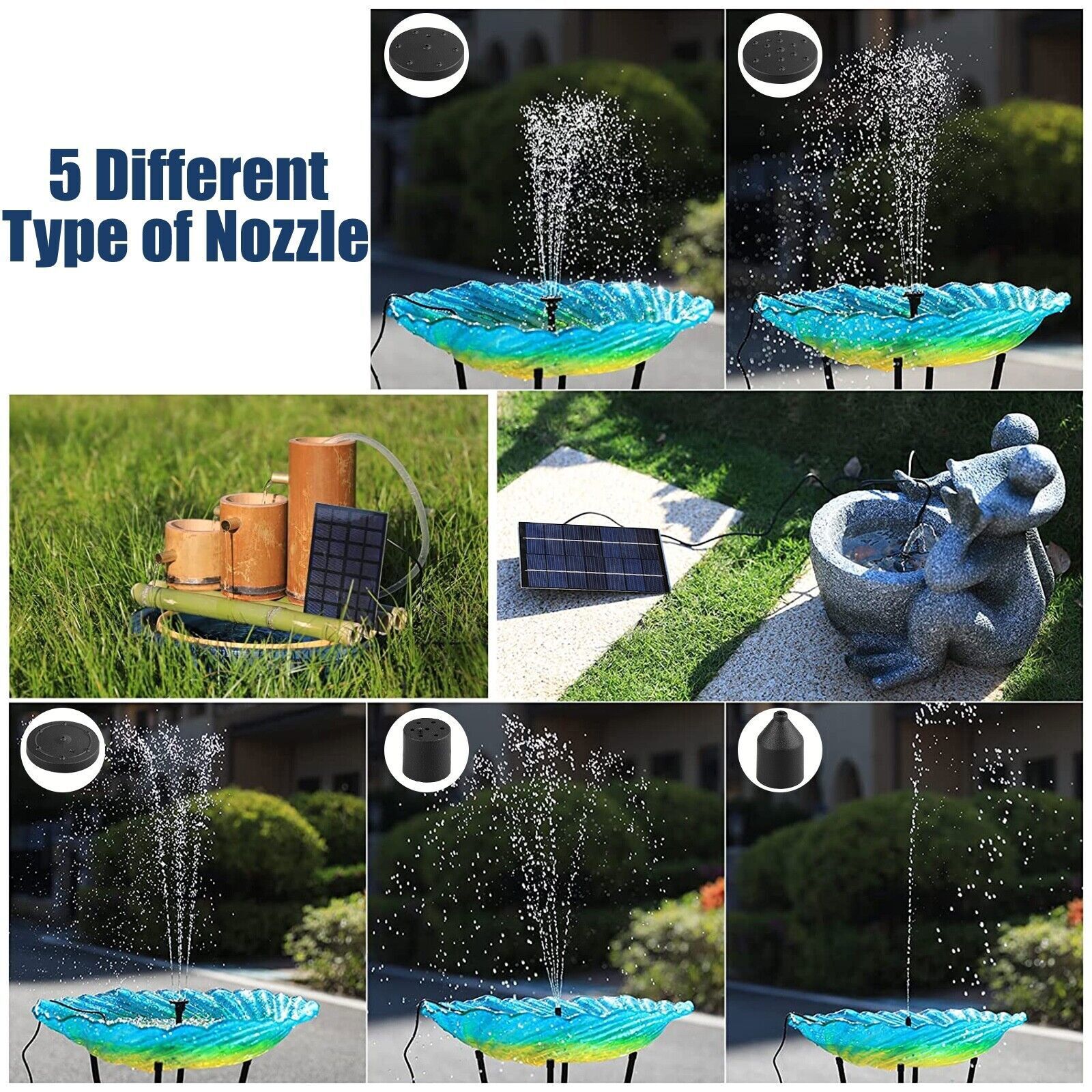 Solar Power Fountain Submersible Floating Water Pump Bird Bath Pond