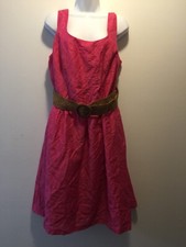 Nine West Women's Pink Fit And Flare Belted Dress – Sz 14