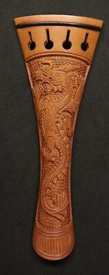 Handmade Carved  boxwood VIOLA tailpiece 4/4. Dragon design French Mod # item G