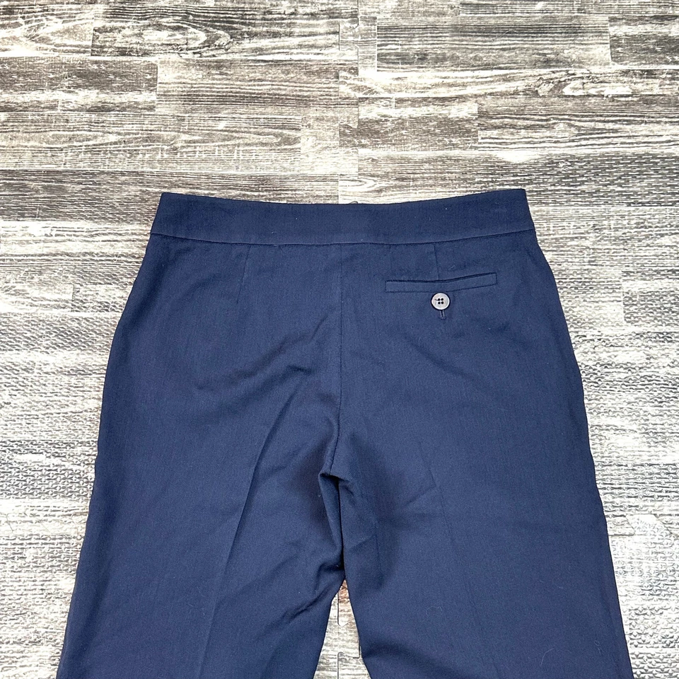 Emporio Armani Pants Womens 40 US size 6 Wool Blend Navy Blue Lowrise Slacks - Image 3 of 4