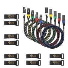 XLR Microphone Cable 1ft 5 Pack Premium Gold-Plated 3-pin XLR Speaker Cable M...
