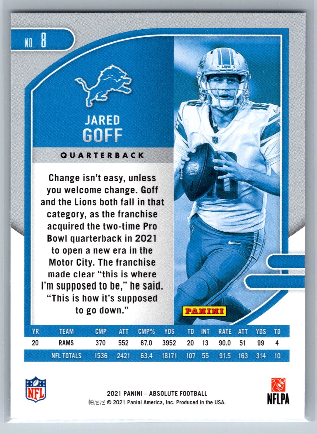 2021 Panini Absolute Jared Goff Green Parallel Detroit Lions 8 eBay