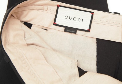 GUCCI Hose schwarz Hose gerades Bein klassische Taschen Bügelfalte Reißverschluss Wolle Gr. 40 - Bild 6 von 7