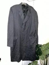 Holt Renfrew Men’s Vintage Long Wool Tweed Peacoat Trench Size 48