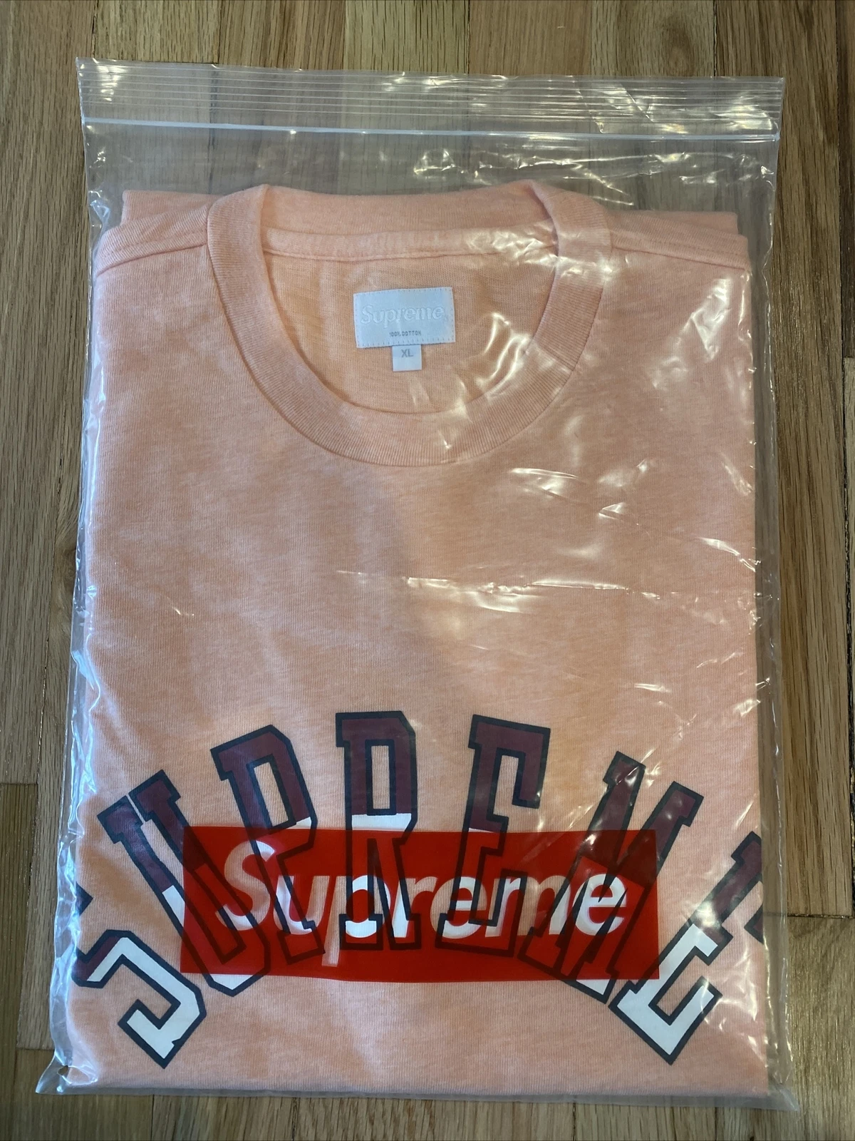 Supreme Curve Logo Tee   Peach   Size XL