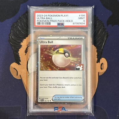 PSA 9 MINT 2023-2024 Pokemon Play! Prize Pack ULTRA BALL #196 Holo