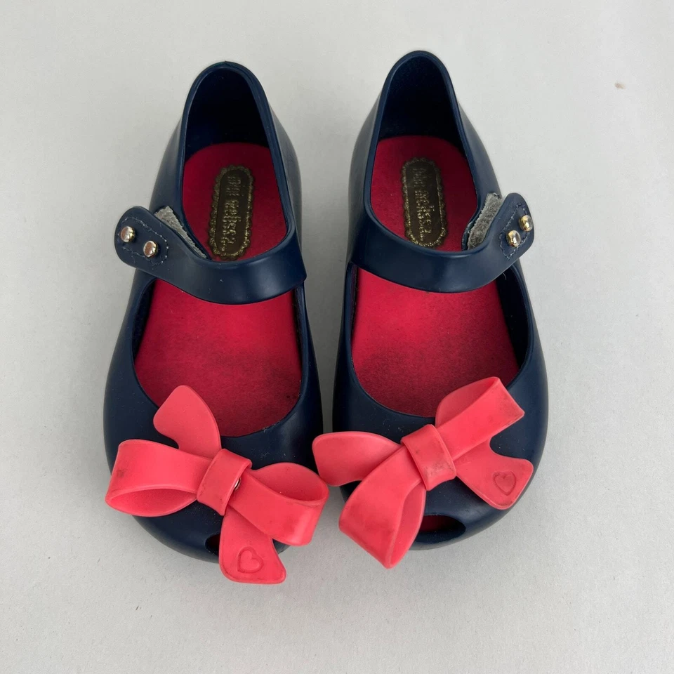 Mini Zapatos Melissa Bow Azul Rosa Mary Jane Talla: 6C Foto 4 de 4