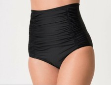 Unique Vintage Womens All Black Monroe High Waist Bikini Bottom Size S 10104