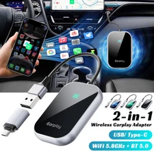 2 in 1 Android Auto Wireless Adapter & Wireless CarPlay Adapter Plug & Play Car