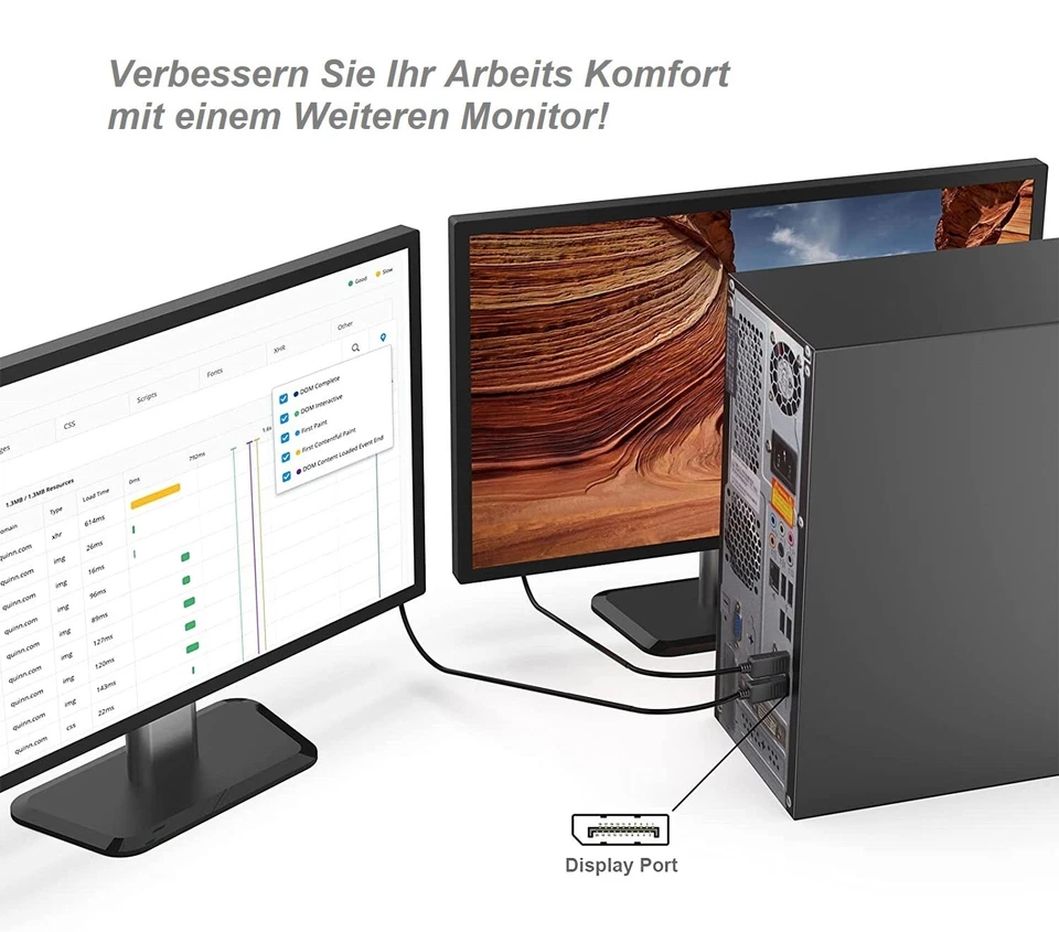 DisplayPort DP auf HDMI Adapter Kabel 1.2 HDMI 1.4 Wandler Full HD 3D 1080p 1,8m - Bild 3 von 4