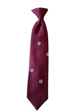Vtg Wembley Wemlon Clip On Burgundy Tie With Abstract Circular Design Touch