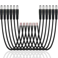 12 Pack DC Power Cable 12v DC Power Plug Cord Male Connectors 2.1mm x 5.5mm D...