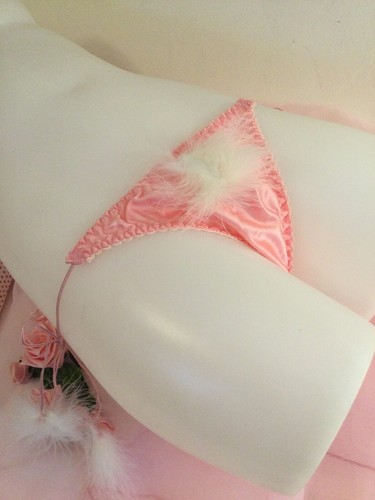 Vintage New Panties Toronto Canada pink tie on with Marabou - Picture 6 of 10