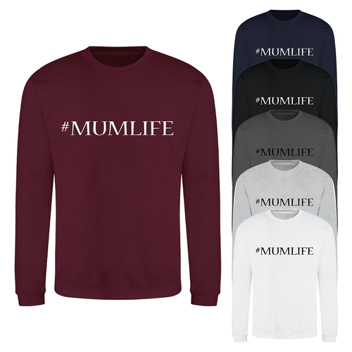 #Mumlife Printed Mum Sweatshirt Funny Slogan New Mother Mom Gift Novelty Jumper - Picture 7 of 37