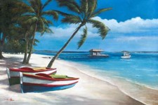 Ceramic Backsplash Tile Mural Beach Scene Kitchen/Bathroom/Shower - Two Boats