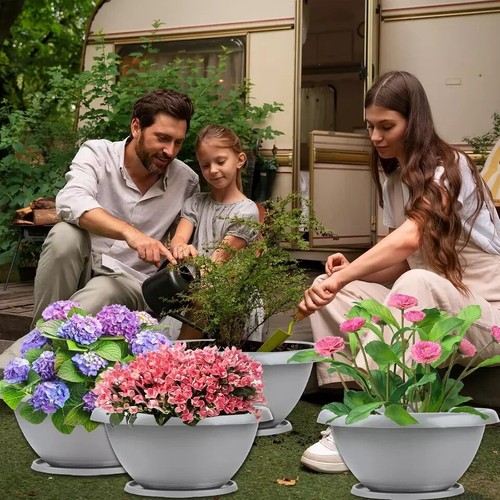 4 Pack 14 Inch Plant Pot, Large-Planter-Indoor-Outdoor Flower Pots, Windowsill P - Picture 6 of 8