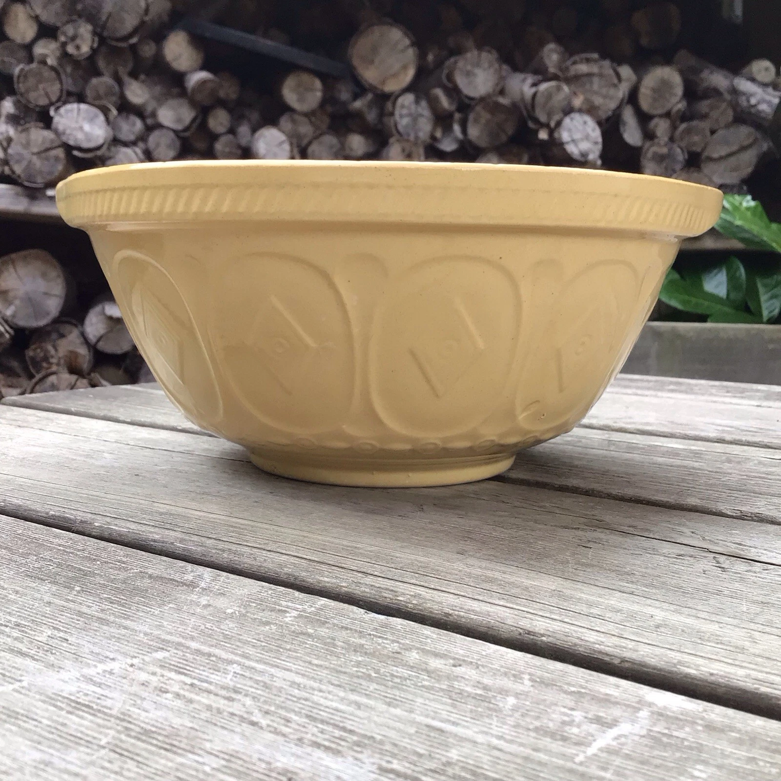 Old Vintage Retro Yellow Ware Ceramic 10” Mixing Bowl Made In England
